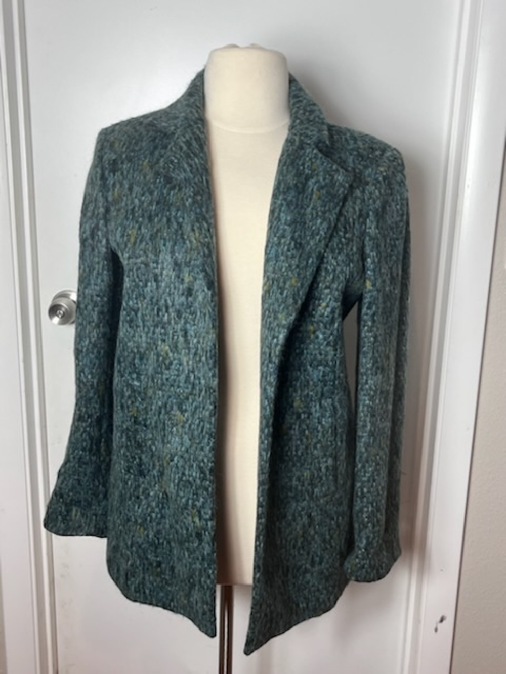 Zanella Teal wool Open-Front blazer